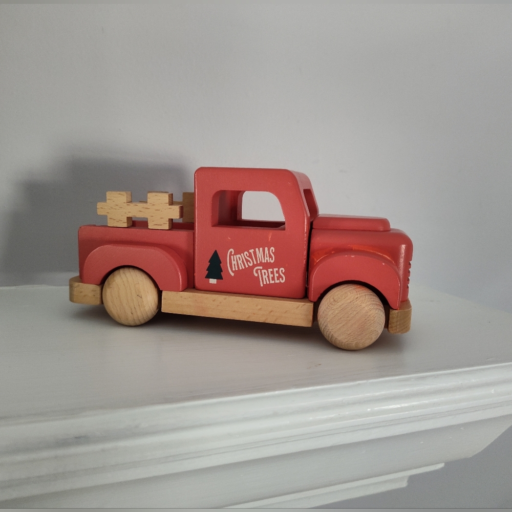 Hearth & Hand Red Christmas Wooden Toy Truck
